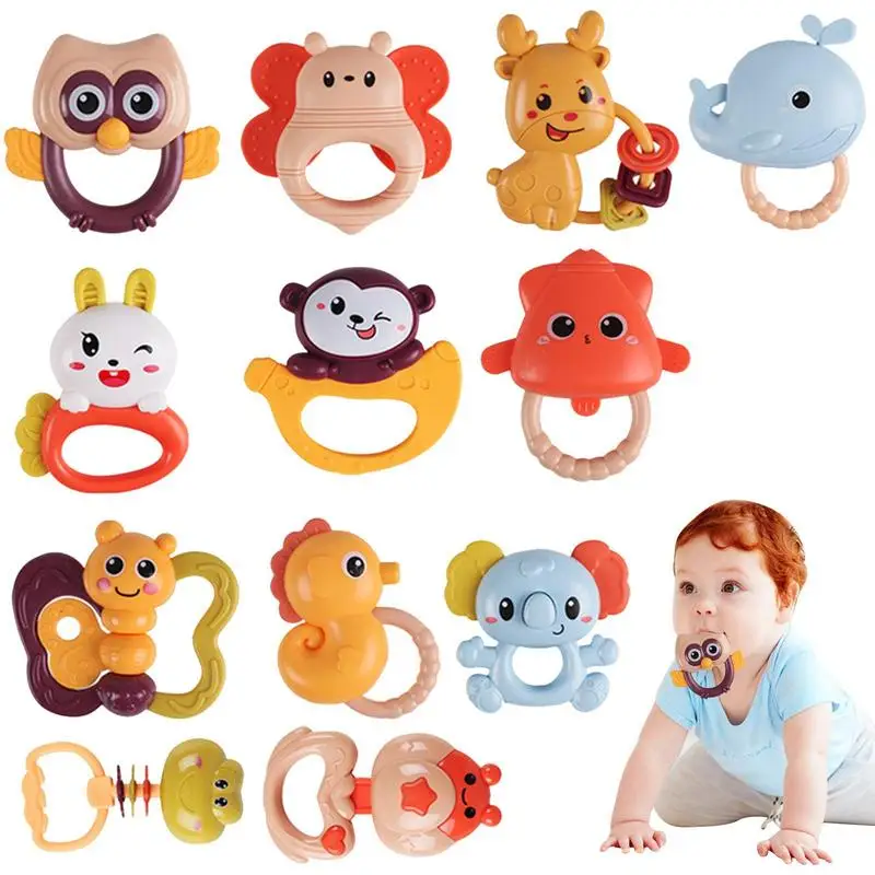 

Baby Rattles Teether Monkey Infant Teether Shaker Grab And Spin Rattles Toy Baby Rattle Teething Toys Musical Toy Set Early