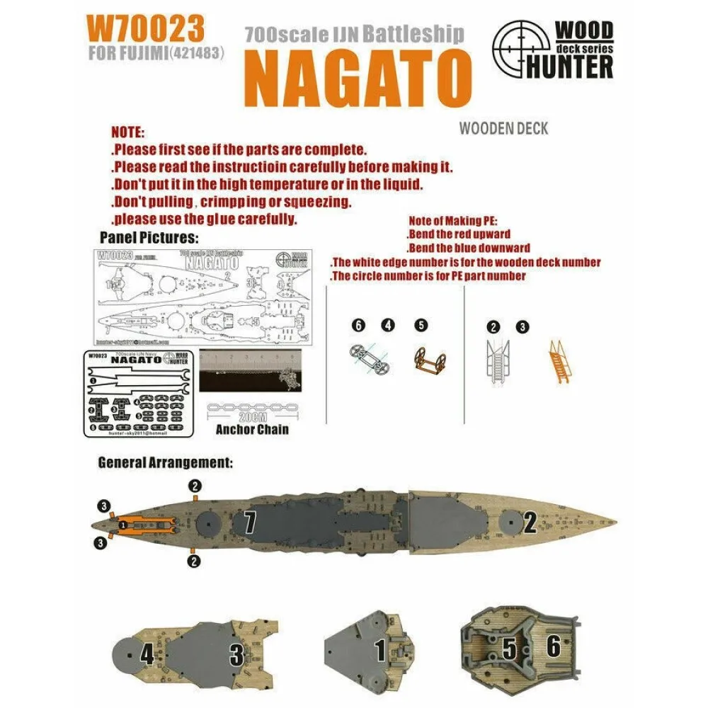 Hunter W70023 1/700 деревянная колода IJN Navy NAGATO для FUJIMI 421483 
Hunter W70023 1/700 деревянная колода IJN Navy NAGATO для FUJIMI 421483