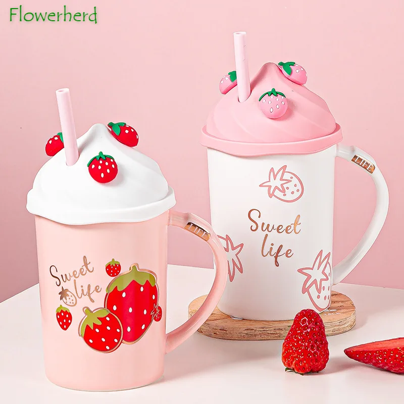 Strawberry Mug Coffee Mug Ceramic Coffee Cup with Soft Lid Handle Spoon Gift Cute Girl Heart High Value Drinking Cup Water Cup
Strawberry Mug Coffee Mug Ceramic Coffee Cup with Soft Lid Handle Spoon Gift Cute Girl Heart High Value Drinking Cup Water Cup