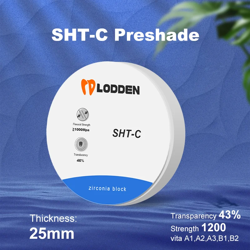 Dental Zirconia Block open system 98*25mm SHT-C Preshade dental zirconia blocks dental CAD CAM Transparency 46% Strength 1000
Dental Zirconia Block open system 98*25mm SHT-C Preshade dental zirconia blocks dental CAD CAM Transparency 46% Strength 1000