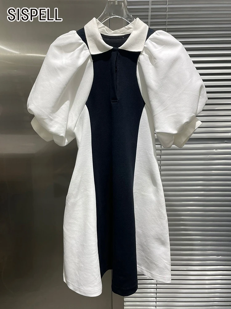 SISPELL Loose Mini Dress For Women Lapel Short Sleeve Patchwork Colorblock Casual Dresses Female Summer Clothing Style New 2022
SISPELL Loose Mini Dress For Women Lapel Short Sleeve Patchwork Colorblock Casual Dresses Female Summer Clothing Style New 2022