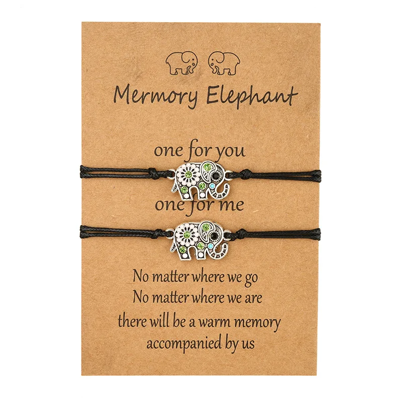 TULX 2pcs Retro Elephant Charm Bracelet Friendship Black Thread Adjustable Inspirational Wish Bracelets Women Men Jewelry
TULX 2pcs Retro Elephant Charm Bracelet Friendship Black Thread Adjustable Inspirational Wish Bracelets Women Men Jewelry