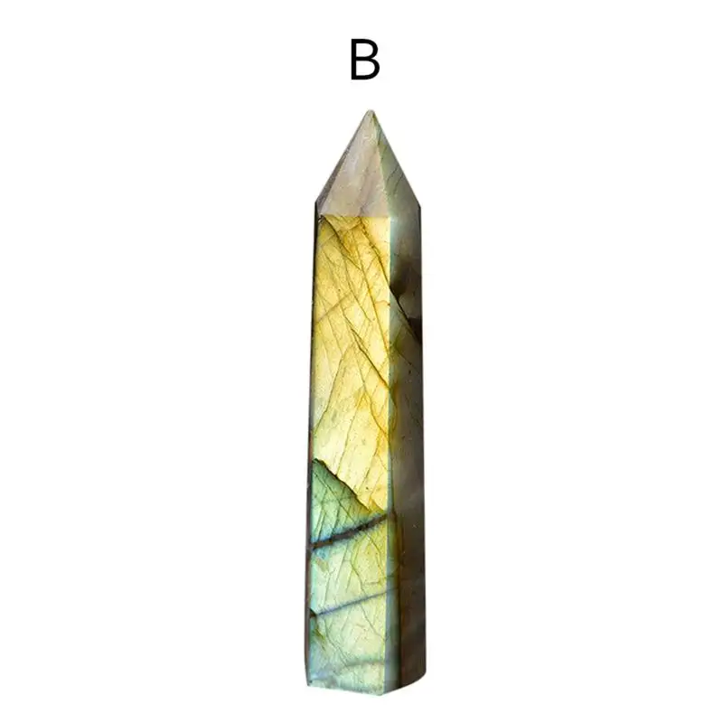 

100 Natural Labradorite Moonstone Crystal Stone Hexagonal Edge Degaussing Energy Stone Quartz Ornaments EO