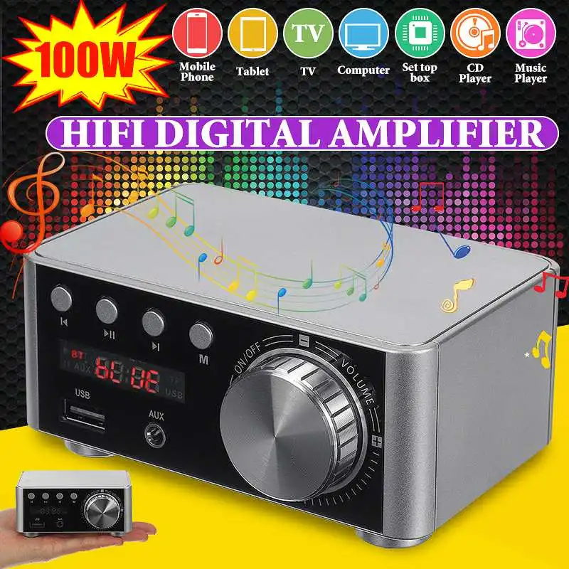 100W Class D Amplifier Tpa3116 Audio HiFi bluetooth 5.0 Power Amplifiers Digital Amp Home Audio Car Marine USB AUX IN Mini Audio
100W Class D Amplifier Tpa3116 Audio HiFi bluetooth 5.0 Power Amplifiers Digital Amp Home Audio Car Marine USB AUX IN Mini Audio