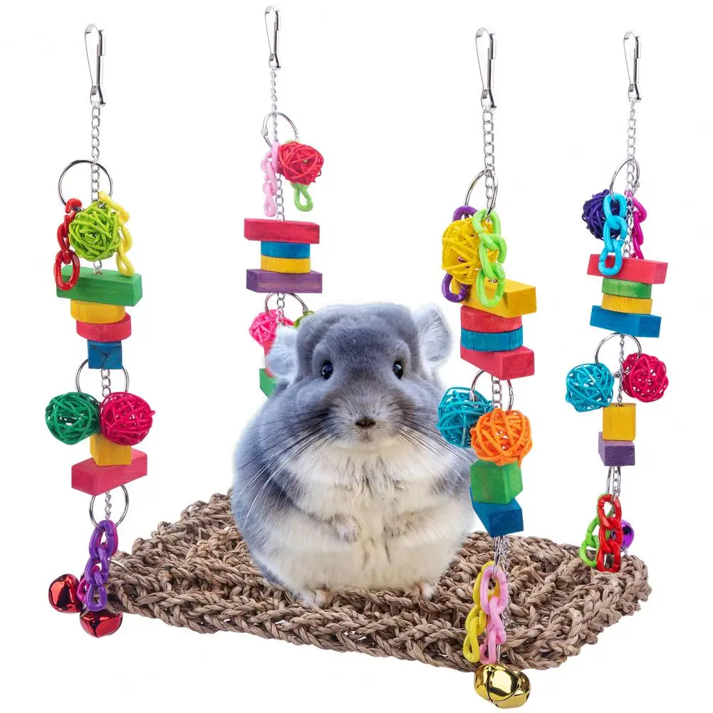 

Parrot Hammock Colorful Bird Chew Toys Foraging Wall Swing Bird Supplies for Relieving Boredom Encouraging Playful Climbing