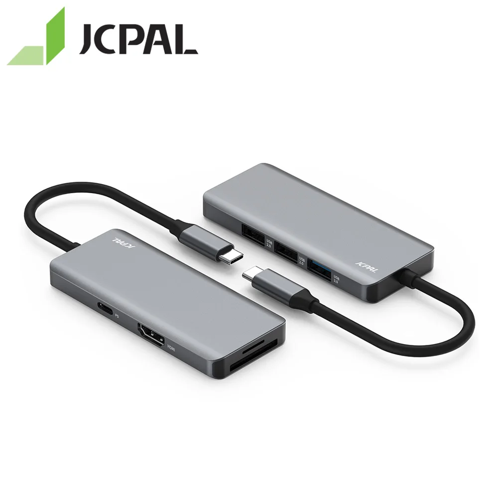 JCPAL New 7-Port USB-C Hub PD100W Power Delivery 4K 1080P HD SD Card Reader Type-C USB3.0 Dock Station with Retail Packaging
JCPAL New 7-Port USB-C Hub PD100W Power Delivery 4K 1080P HD SD Card Reader Type-C USB3.0 Dock Station with Retail Packaging
