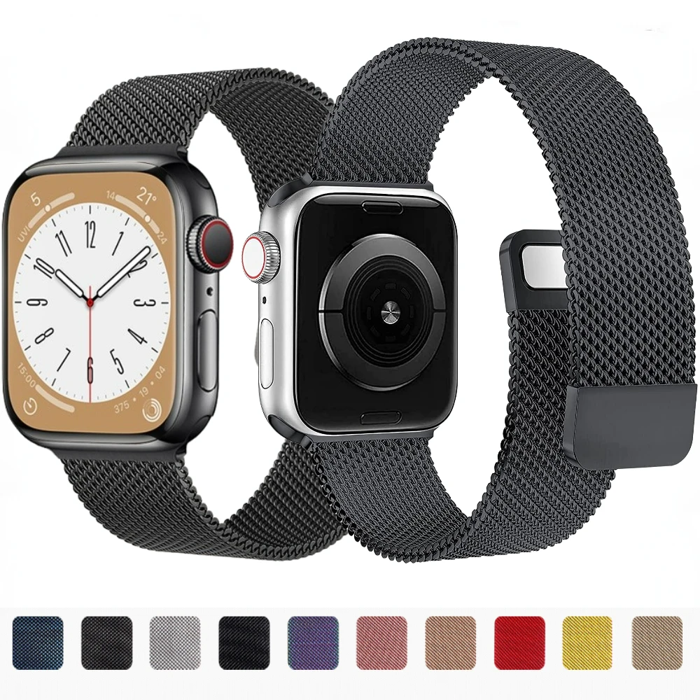 Strap For Apple Watch Bands 44mm 45mm 41mm 42mm 40mm 45 mm Ultra 49mm Milanese Loop Bracelet correa iWatch Series 8 7 3 4 5 6 SE 
Strap For Apple Watch Bands 44mm 45mm 41mm 42mm 40mm 45 mm Ultra 49mm Milanese Loop Bracelet correa iWatch Series 8 7 3 4 5 6 SE