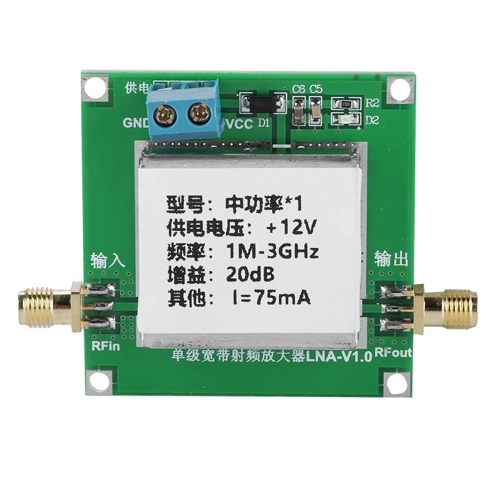 Low Noise LNA RF Broadband Amplifier Module Signal Strengthen 1-3000MHz 2.4GHz 20dB HF VHF/UH
Low Noise LNA RF Broadband Amplifier Module Signal Strengthen 1-3000MHz 2.4GHz 20dB HF VHF/UH