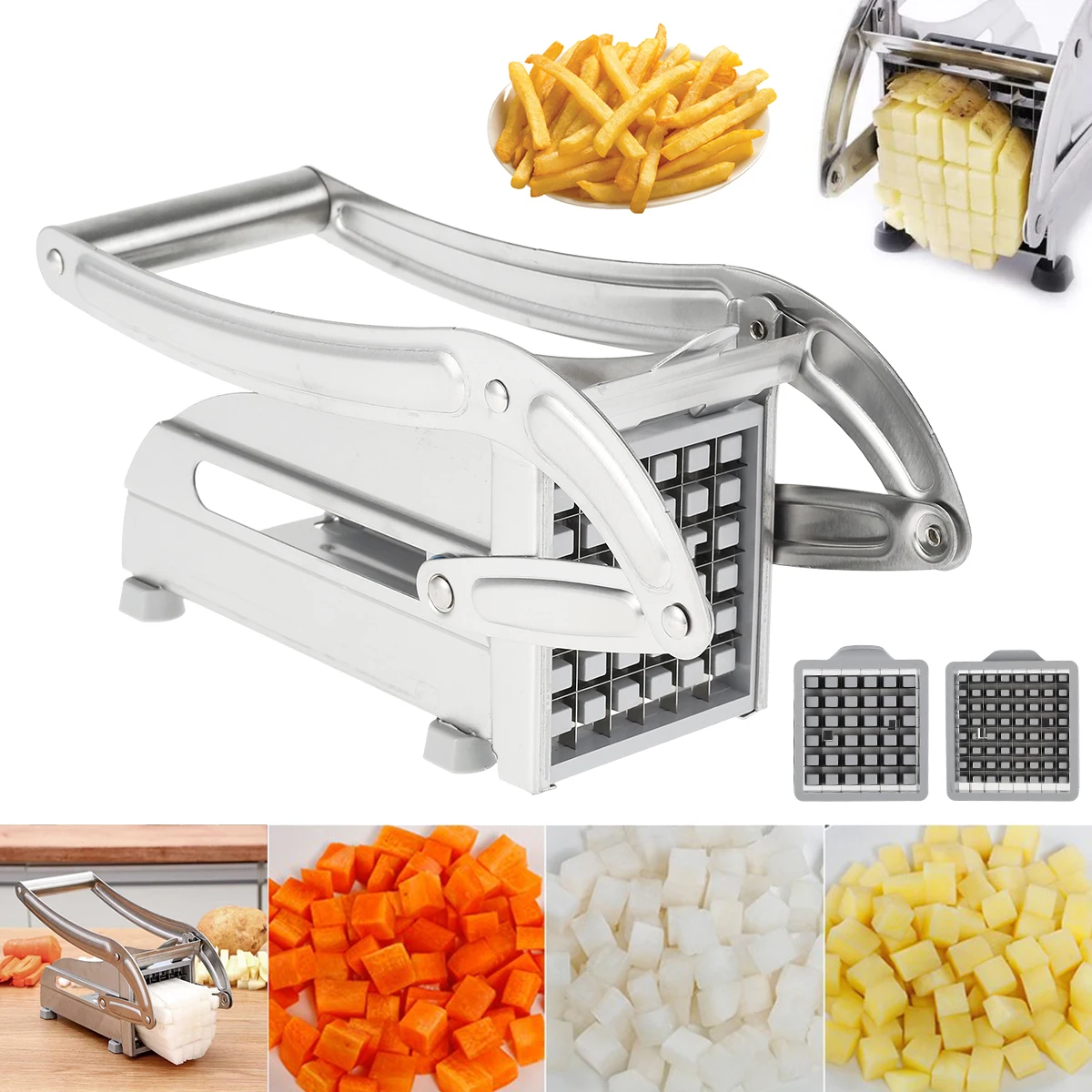 Potato Slicer Multifunction Vegetable Fruit Chopper with 2 Stainless Steel Blades for Tomato Potato Cooking Slicer Gadget
Potato Slicer Multifunction Vegetable Fruit Chopper with 2 Stainless Steel Blades for Tomato Potato Cooking Slicer Gadget