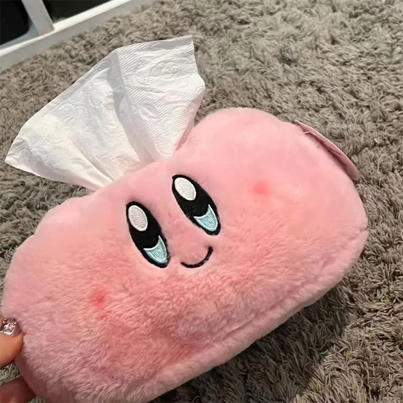 

Кавайная розовая коробка для салфеток Kirby, креативная Веселая мультяшная плюшевая мягкая игрушка, милая девушка, сердце, настольное хранилище, вытягивающаяся бумажная коробка, украшение