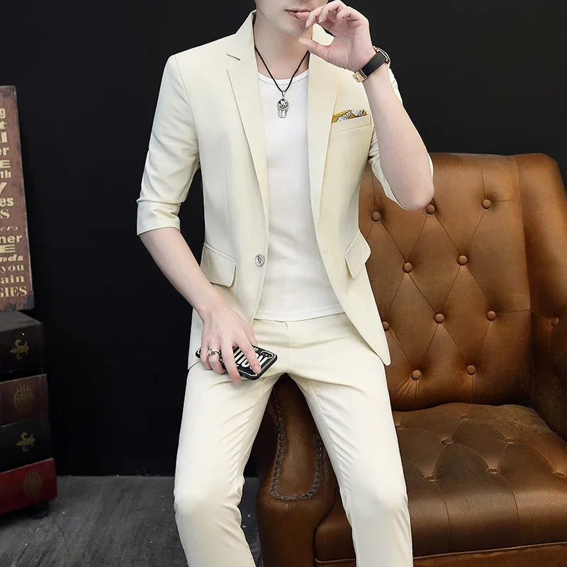 2022 Men's Summer New Half Sleeve Suit Suit Youth Slim Handsome Dress Suit Two Pieces
2022 Men's Summer New Half Sleeve Suit Suit Youth Slim Handsome Dress Suit Two Pieces