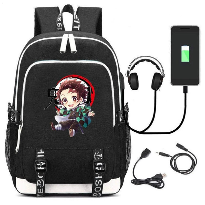

Demon Slayer Backpack with USB Charging Port I Love Anime Nezuko Cosplay Bookbag Laptop Bag School Mochila