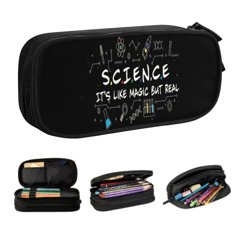 

Science It's Like Magic But Real Pencil Cases for Boy Girl Large Capacity Chemistry Math Teacher Pen Box Bag School Supplies