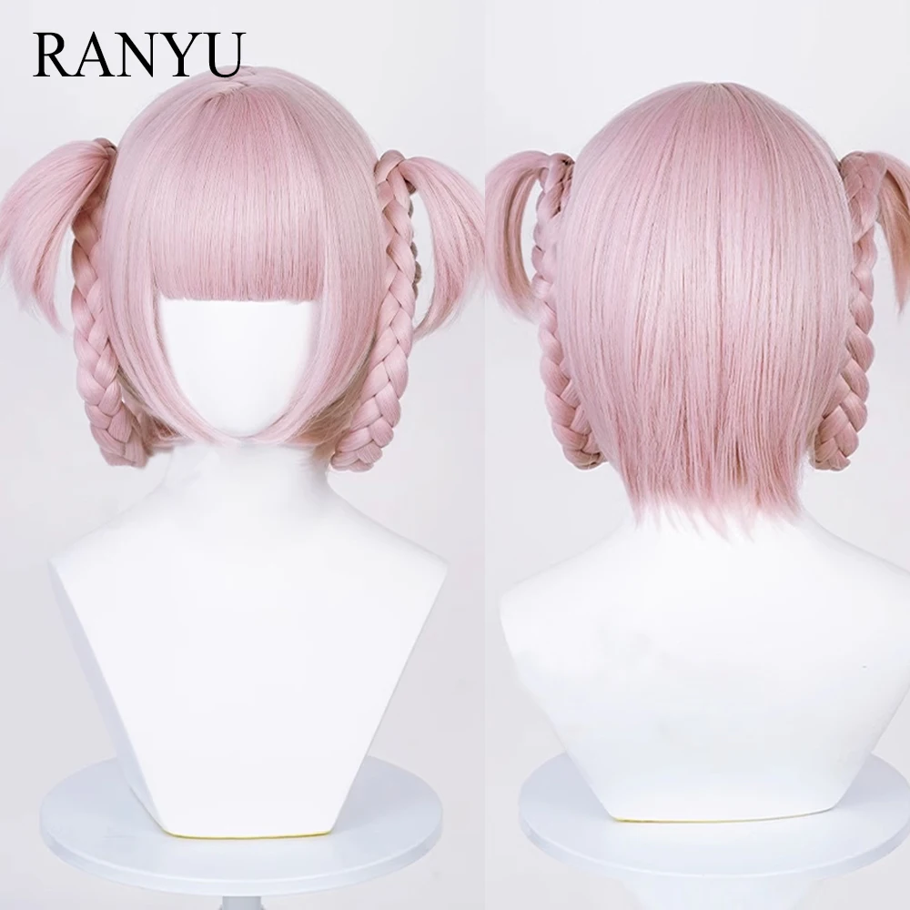 Синтетические парики RANYU для женщин короткие прямые серые и Розовые косы косплея