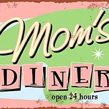 SLALL Moms Diner Open 24 Hours Retro Street Sign Household Metal Tin Sign Bar Cafe Car Motorcycle Garage Decoration Supplies