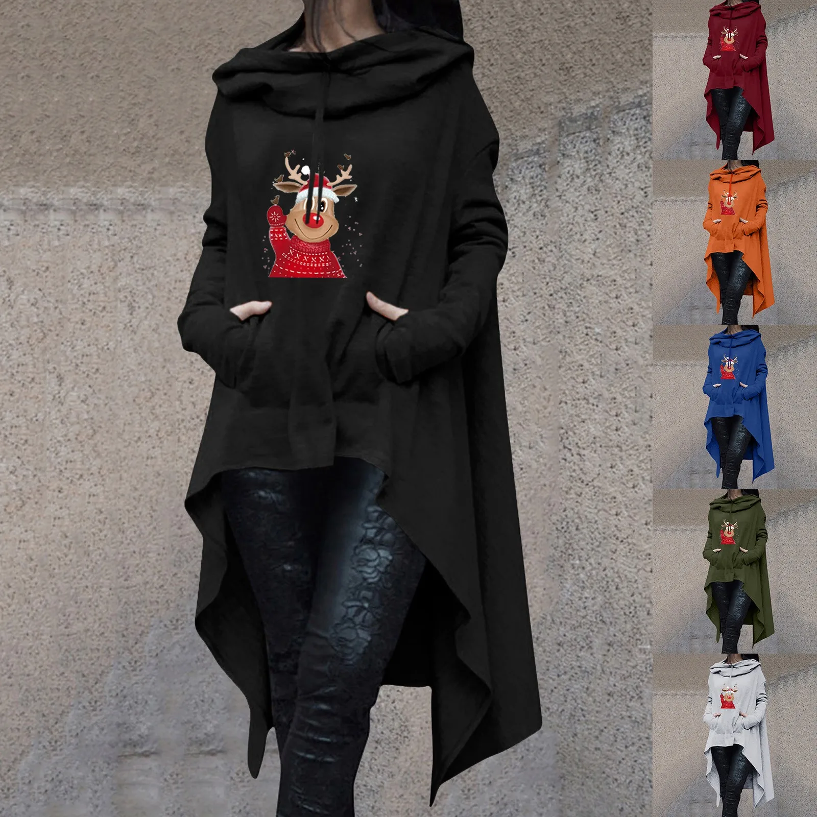 Women Christmas Custom Deer Print Pullover Hoodies Vintage Sweatshirt Long Sleeve Irregular Hooded Sweatshirt for Women Zip up 
Women Christmas Custom Deer Print Pullover Hoodies Vintage Sweatshirt Long Sleeve Irregular Hooded Sweatshirt for Women Zip up