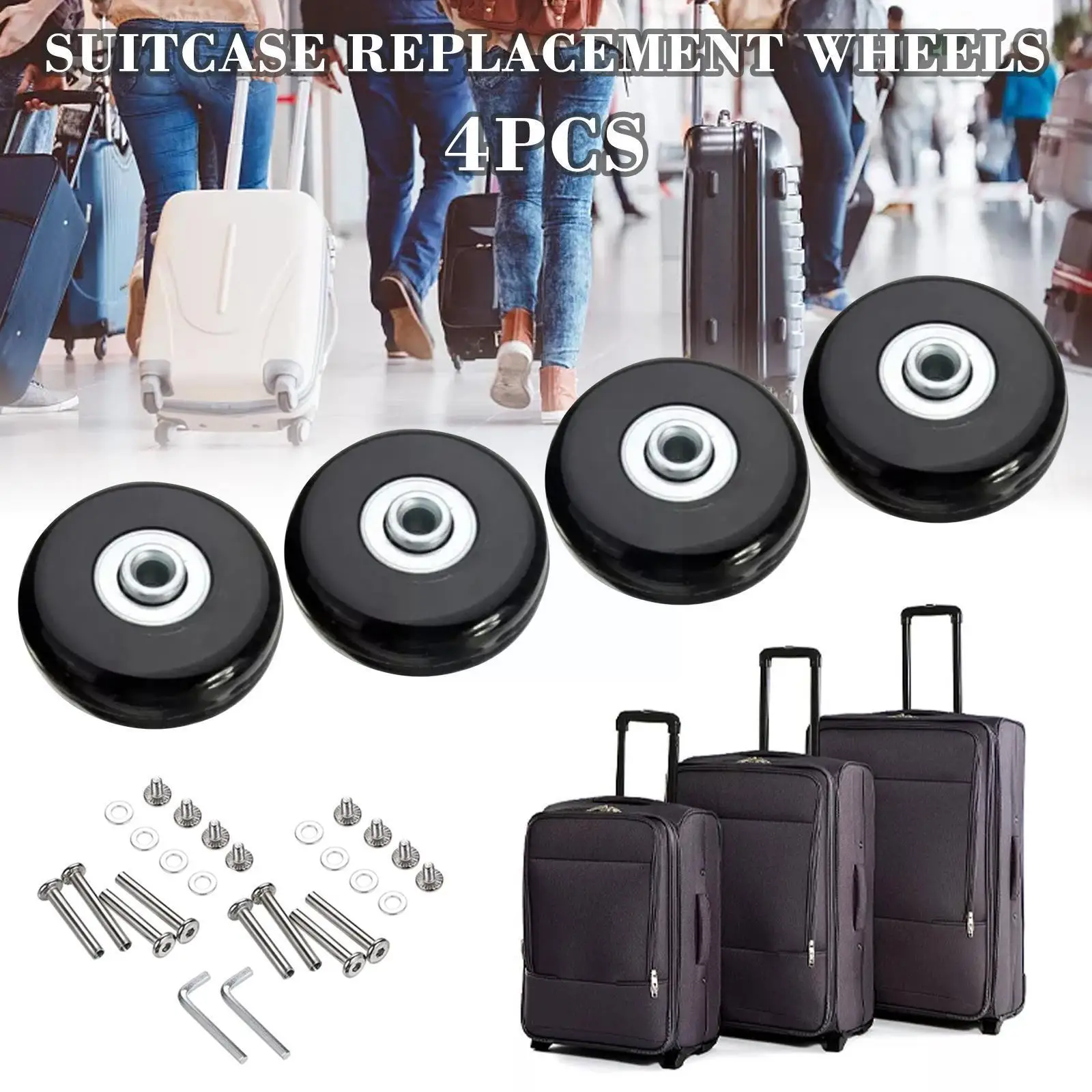 

4Pcs Replace Wheels With Screw For Travel Luggage Suitcase Wheels Axles Repair Kit 40/45/50mm Silent Caster Wheel DIY Repai F7S0