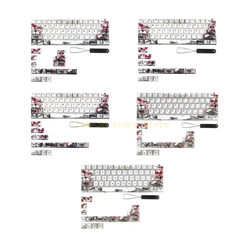 

PBT DYESUB Keycaps Plum Blossom for Mechanical Keyboards 61 64 67 68 Keys Keycap D0UA