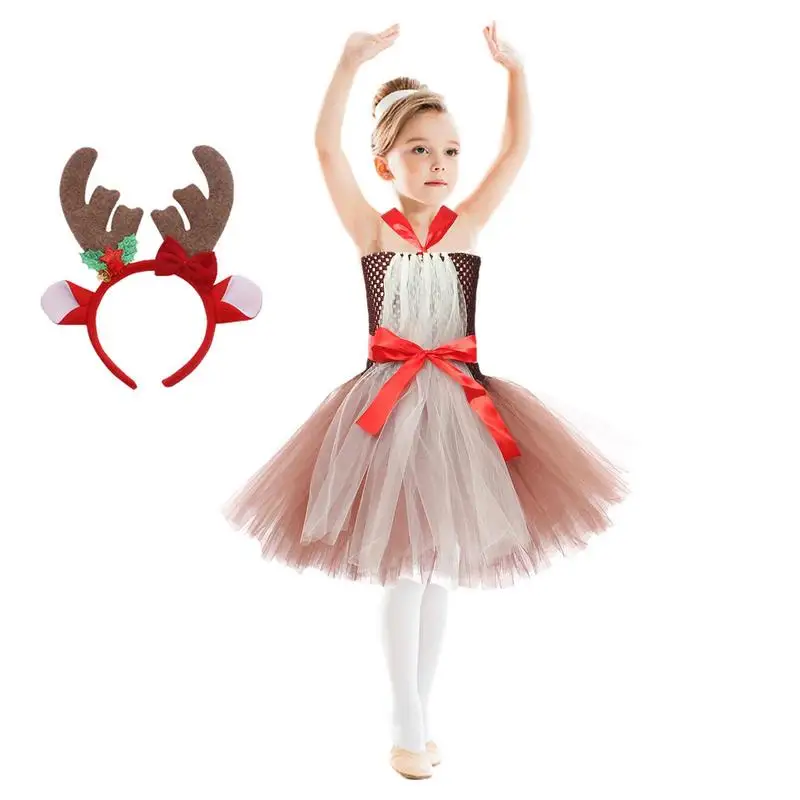 Reindeer Christmas Costume Kids Darling Reindeer Animal Costume For Girls Dress With Headgear For Cosplay 
Reindeer Christmas Costume Kids Darling Reindeer Animal Costume For Girls Dress With Headgear For Cosplay