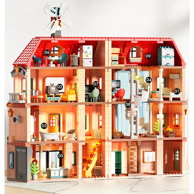 2022 new Children's Villa Doll House 382p large particle building block furniture Lighting Castle Toy boy and girl Birthday Gift
2022 new Children's Villa Doll House 382p large particle building block furniture Lighting Castle Toy boy and girl Birthday Gift