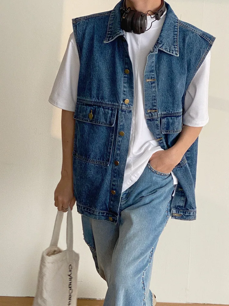 SYUHGFA Men Clothing Vintage Blue Denim Vest 2022 Spring Loose Casual Sleeveless Single Breasted Denim Vests Korean Trend Cloth
SYUHGFA Men Clothing Vintage Blue Denim Vest 2022 Spring Loose Casual Sleeveless Single Breasted Denim Vests Korean Trend Cloth
