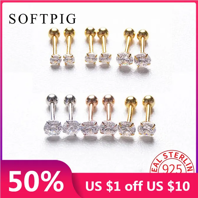 SOFTPIG 1 Pcs Real 925 Sterling Silver Zircon Round Bead Piercing Screw Bead Stud Earrings For Women Fine Jewelry Accessories
SOFTPIG 1 Pcs Real 925 Sterling Silver Zircon Round Bead Piercing Screw Bead Stud Earrings For Women Fine Jewelry Accessories