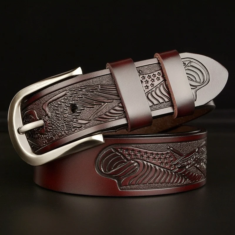 Luxury High Quality Fashion Trend Men's Belt Cowhide Eagle Carved Leisure Needle Buckle Belt Personalized Jeans Male Waistband
Luxury High Quality Fashion Trend Men's Belt Cowhide Eagle Carved Leisure Needle Buckle Belt Personalized Jeans Male Waistband