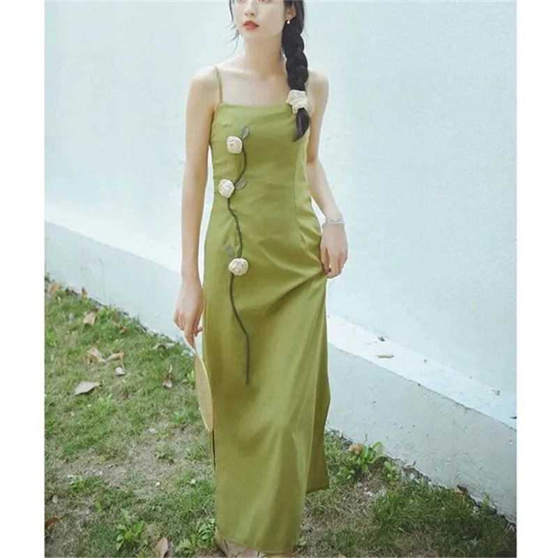 Green Floral Patch Beach Dress Women Summer Slash Neck Sleeveless Backless Slip Dresses 2023 Summer A Line Long Midi Dress Robe
Green Floral Patch Beach Dress Women Summer Slash Neck Sleeveless Backless Slip Dresses 2023 Summer A Line Long Midi Dress Robe