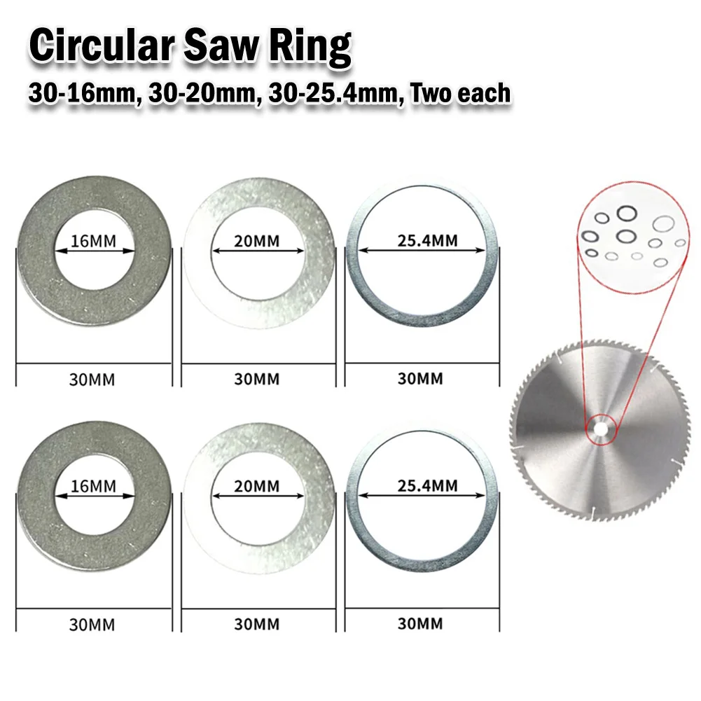 6pcs Circular Saw Ring 16/20/25.4mm Silver Metal Saw Blade Diameter Conversion Bush For Circular Saw Blade Power Tool Accessory
6pcs Circular Saw Ring 16/20/25.4mm Silver Metal Saw Blade Diameter Conversion Bush For Circular Saw Blade Power Tool Accessory