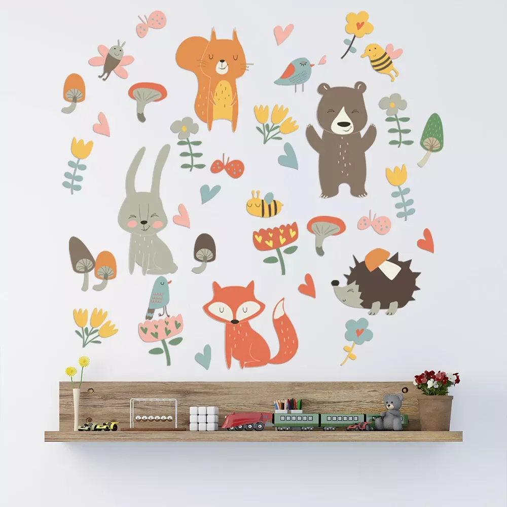 

Forest Animal Party Wall Sticker for kids rooms bedroom decorations wallpaper Mural home Art Decals Cartoon combination stickers