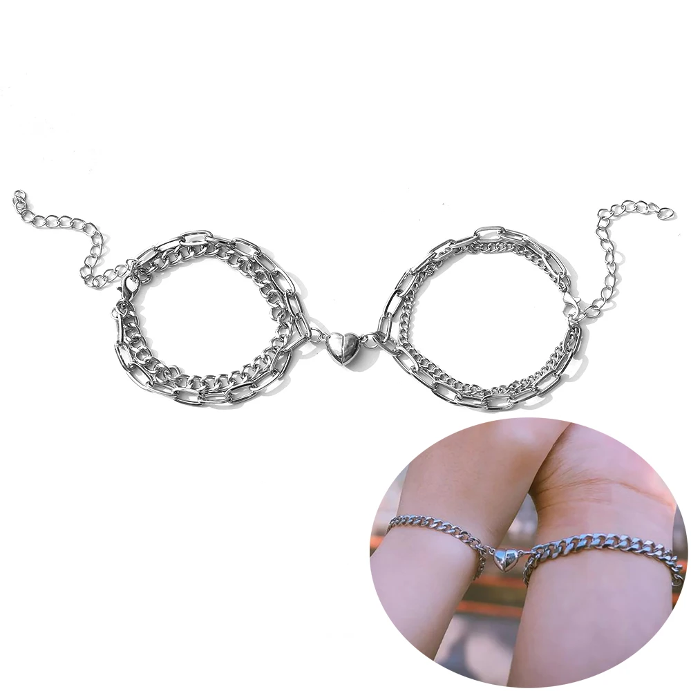 Fashion Halves Heart Magnetic Couple Bracelets For Women Man Charm Pendant Friendship Chain Pulseras Girls Jewelry Gifts New
Fashion Halves Heart Magnetic Couple Bracelets For Women Man Charm Pendant Friendship Chain Pulseras Girls Jewelry Gifts New