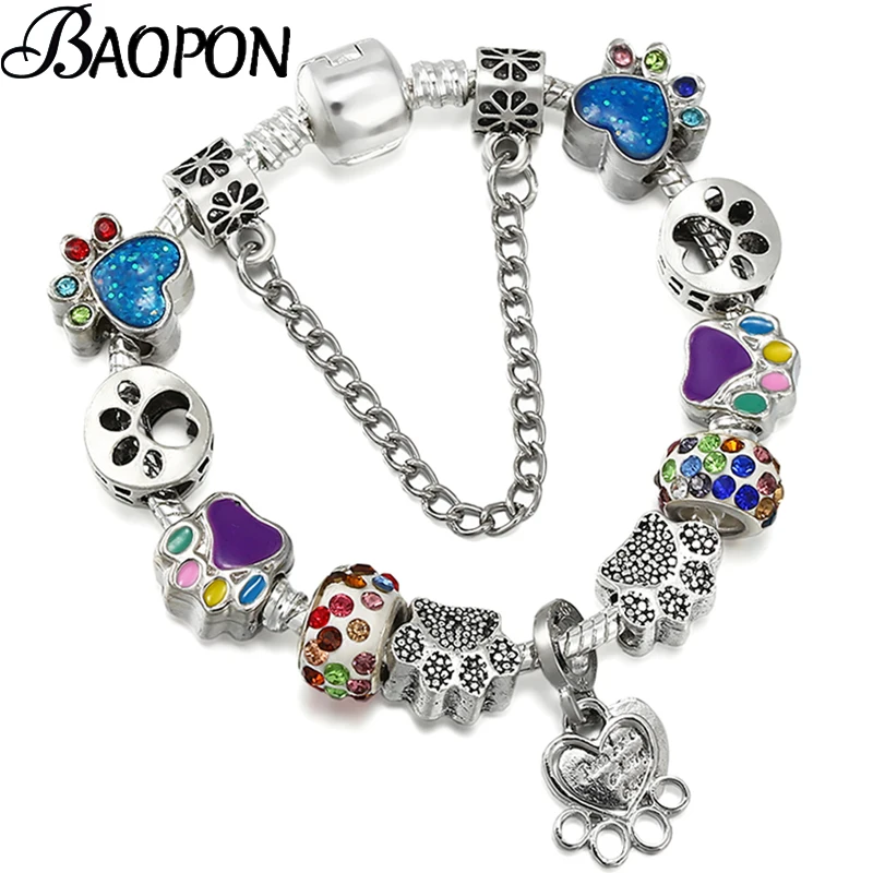 Vintage Dog Paw Beads Charm Bracelet With Luxury DIY Brand Bracelets Jewelry Gift For Women Kids Boy Girls Friends Dropshipping
Vintage Dog Paw Beads Charm Bracelet With Luxury DIY Brand Bracelets Jewelry Gift For Women Kids Boy Girls Friends Dropshipping