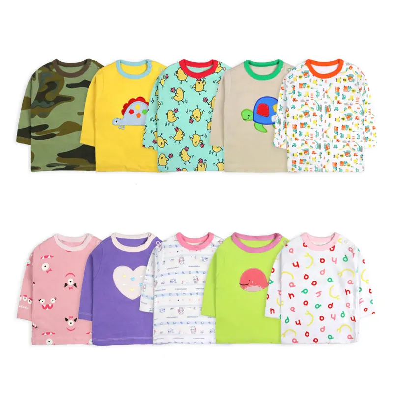 [5 шт./лот разные цвета] футболка с длинными рукавами для маленьких мальчиков и