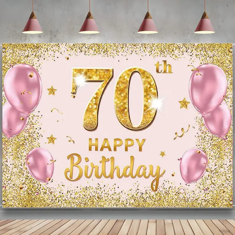 Happy 70th Birthday Backdrop Banner 70 Birthday Party Decorations Supplies for Women Gold Pink Background Photo Props
Happy 70th Birthday Backdrop Banner 70 Birthday Party Decorations Supplies for Women Gold Pink Background Photo Props