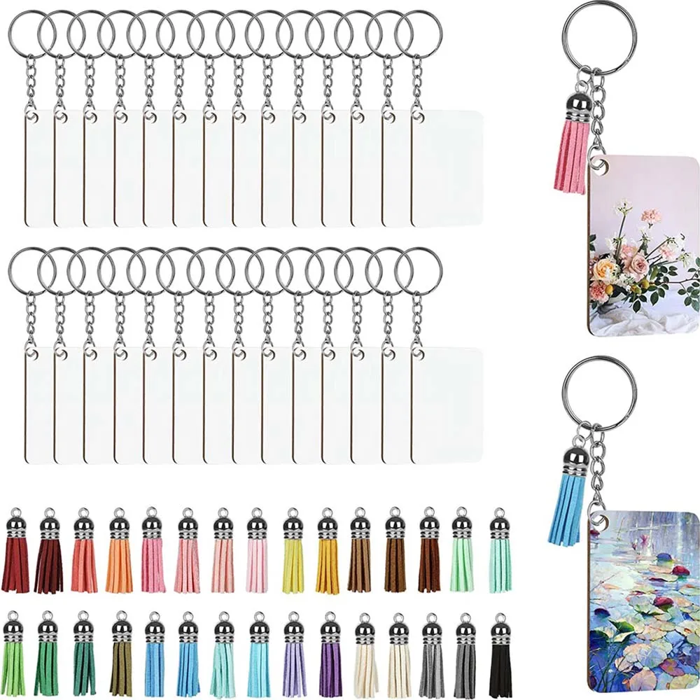 120pcs Sublimation Keychain Blanks Set Tassels Keychain Rings&Jump Rings For DIY Keychain Crafting Double-Side Printed
120pcs Sublimation Keychain Blanks Set Tassels Keychain Rings&Jump Rings For DIY Keychain Crafting Double-Side Printed