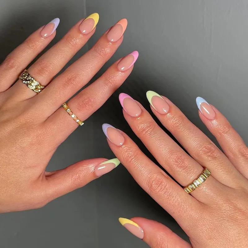 24Pcs Artificial Colorful French Design Fake Nail Tips Mid-length Oval Finished False Nails Manicure Wearable Press on Nails
24Pcs Artificial Colorful French Design Fake Nail Tips Mid-length Oval Finished False Nails Manicure Wearable Press on Nails