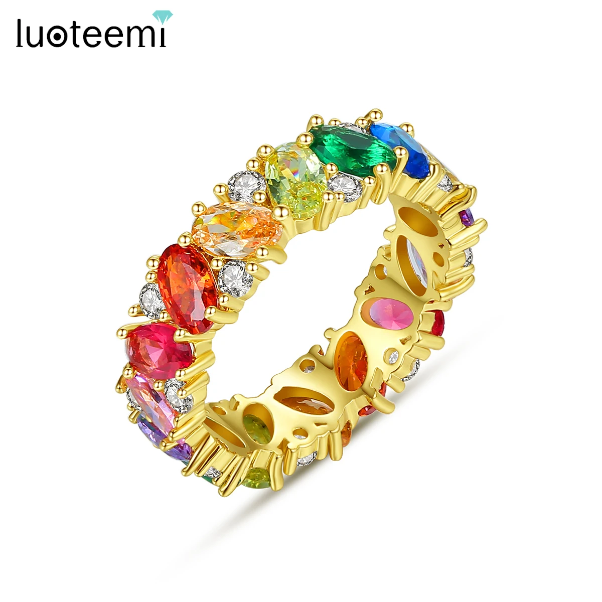 LUOTEEMI Hot Sale Thin Baguette Rainbow CZ Rose Gold Color Ring For Women Fashion Engagement Wedding Top Quality Charm Jewelry
LUOTEEMI Hot Sale Thin Baguette Rainbow CZ Rose Gold Color Ring For Women Fashion Engagement Wedding Top Quality Charm Jewelry