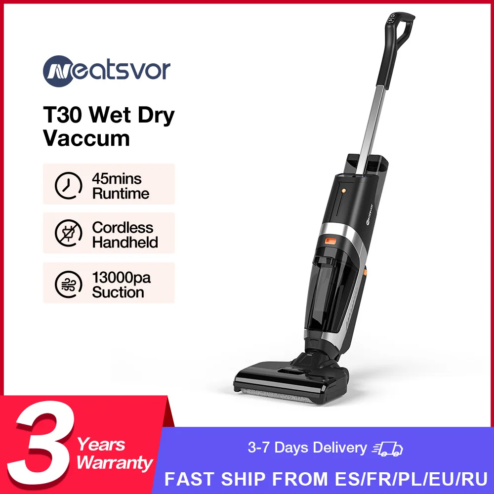 Neatsvor T30 Cordless Wet Dry Vacuum Cleaner,Lightweight Floor Vacuum Cleaner and Mop 3 in 1,One-Step Cleaning for Multi-Surface
Neatsvor T30 Cordless Wet Dry Vacuum Cleaner,Lightweight Floor Vacuum Cleaner and Mop 3 in 1,One-Step Cleaning for Multi-Surface