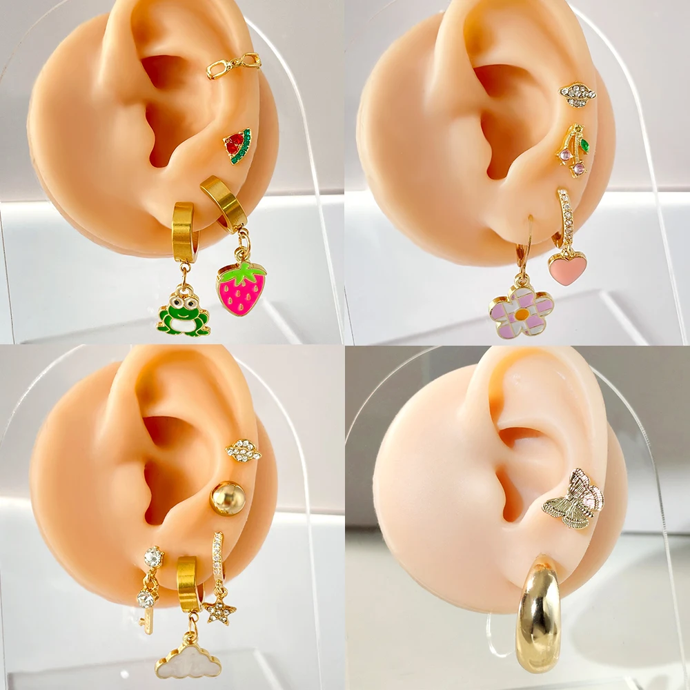 Y2K Candy Enamel Flower Frog Hoop Earrings Set For Women Sweet Gold Color Ear Buckle Fruits Small Piercing Ear Jewelry Wholesale
Y2K Candy Enamel Flower Frog Hoop Earrings Set For Women Sweet Gold Color Ear Buckle Fruits Small Piercing Ear Jewelry Wholesale