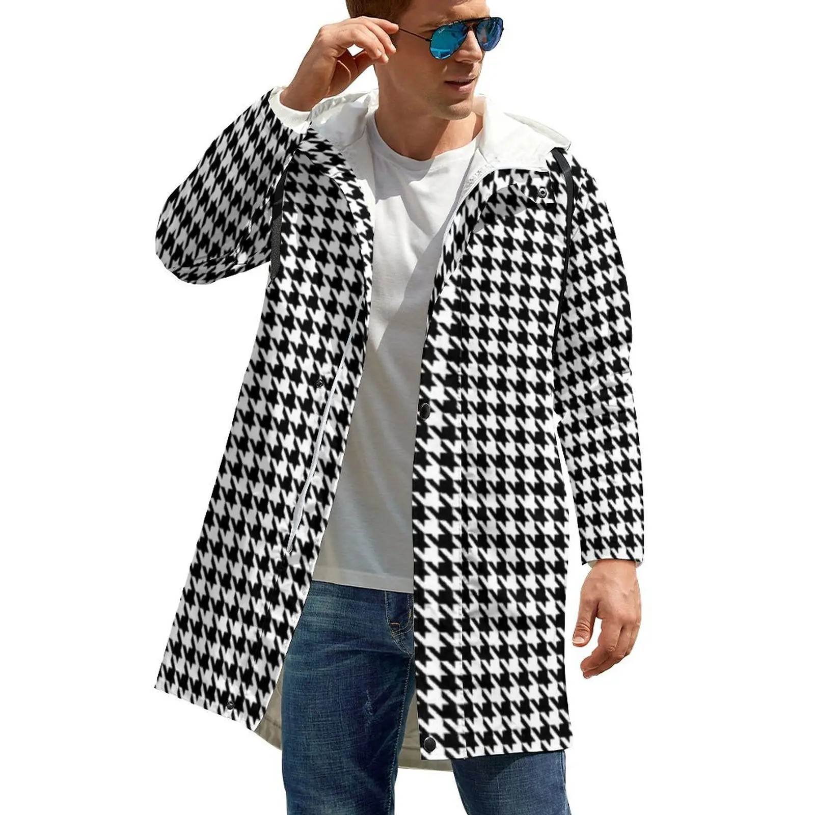 Classic Houndstooth Coats Black And White Outerwear Casual Windbreakers Men Pattern Modern Zip Up Winter Jackets Big Size
Classic Houndstooth Coats Black And White Outerwear Casual Windbreakers Men Pattern Modern Zip Up Winter Jackets Big Size