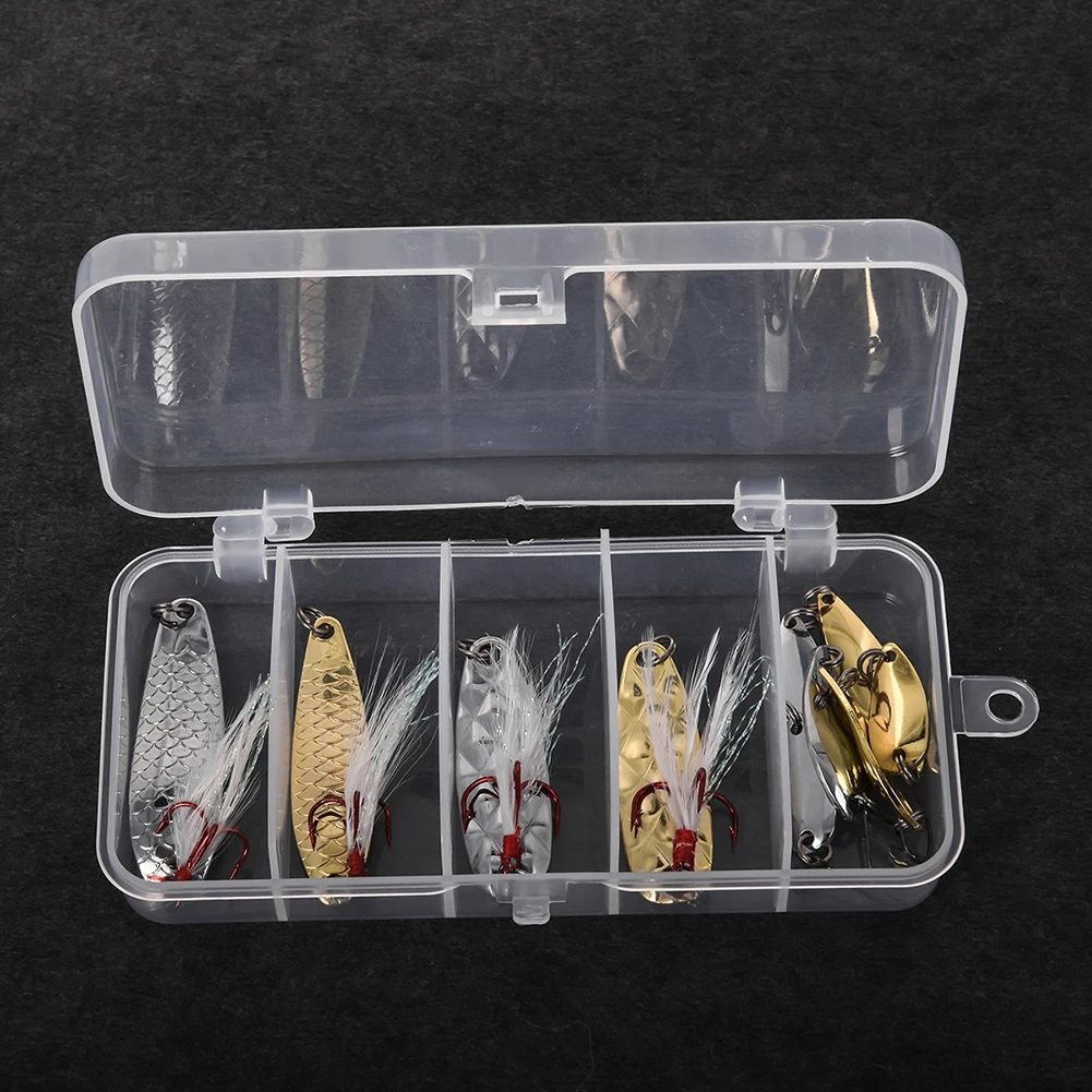 10pcs Fishing Lures Spinning Metal Hard Bait with Box Spinnerbait Bait Fishing Artificial Hard Baits Spinner Spoon Lure Pesca
10pcs Fishing Lures Spinning Metal Hard Bait with Box Spinnerbait Bait Fishing Artificial Hard Baits Spinner Spoon Lure Pesca