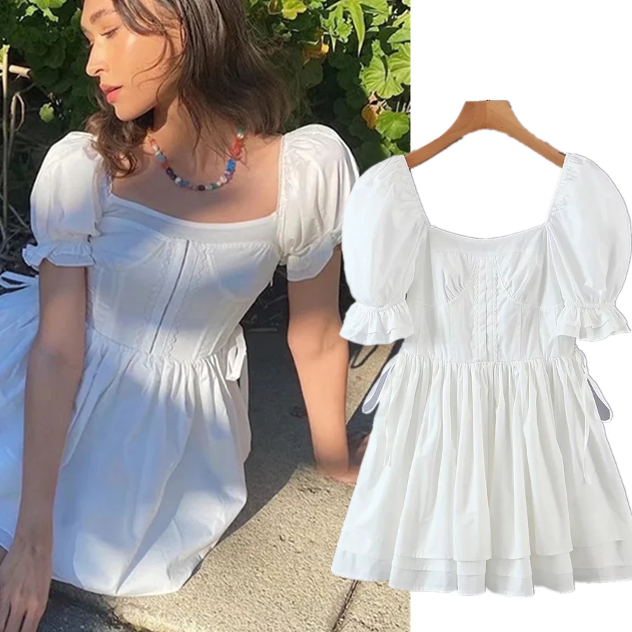 Jenny&Dave 2022 France Style Vintage Square Collar Short Sleeve Indie Folk Cotton White Casual Mini Summer Dress Women
Jenny&Dave 2022 France Style Vintage Square Collar Short Sleeve Indie Folk Cotton White Casual Mini Summer Dress Women