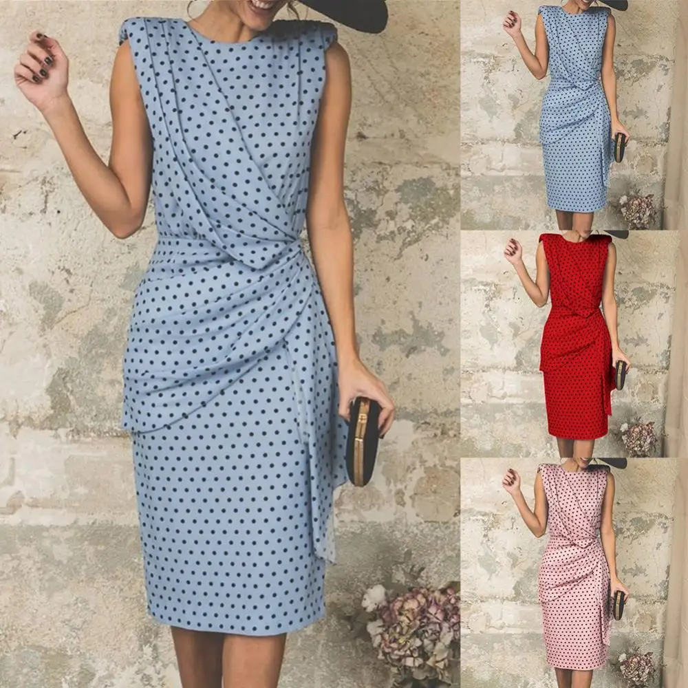 Вечернее элегантное женское летнее Плиссированное облегающее платье миди в горошек без рукавов
Вечернее элегантное женское летнее Плиссированное облегающее платье миди в горошек без рукавов