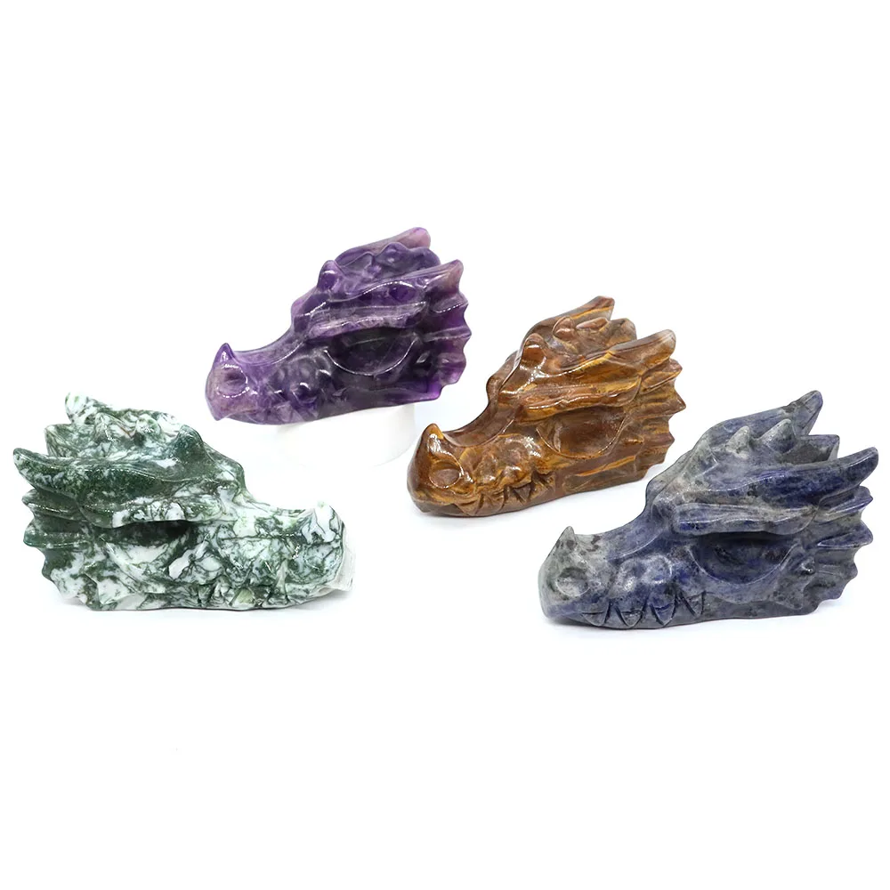 4"Crystal Dragon Head Statue Natural Gemstone Carved Animal Skull Figurine Reiki Quartz Healing Stone Sculpture Craft Home Decor
4"Crystal Dragon Head Statue Natural Gemstone Carved Animal Skull Figurine Reiki Quartz Healing Stone Sculpture Craft Home Decor