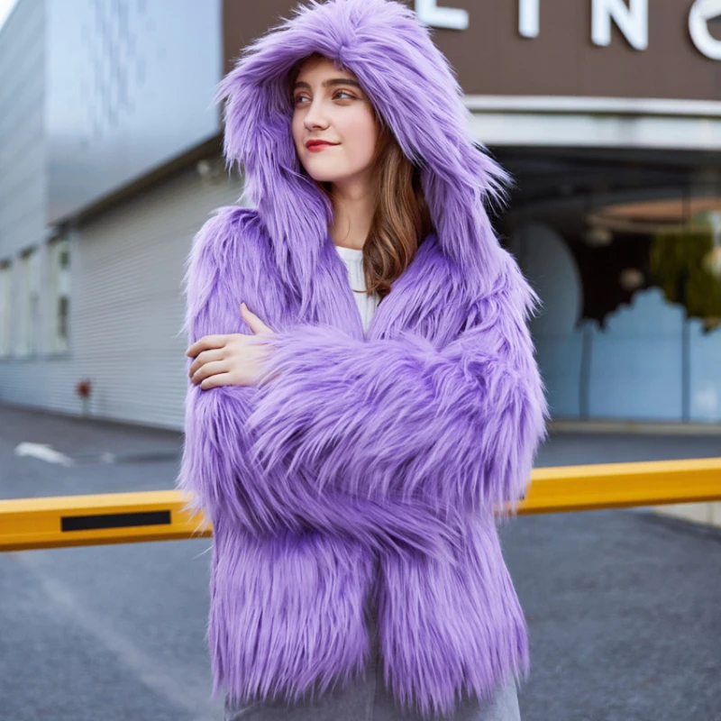 Women Long -Fur Coats Hooded Cardigan Winter Autumn Solid Color Imitatin Fur Jackats Streetwears Femal Faux Fur Outwears
Women Long -Fur Coats Hooded Cardigan Winter Autumn Solid Color Imitatin Fur Jackats Streetwears Femal Faux Fur Outwears