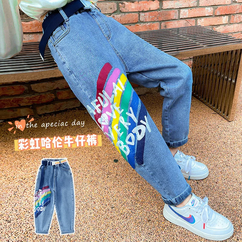 2022 Spring Autumn Cartoon Jeans For Girls Teenage Children Jeans Elastic Waist Denim Pants Color Printing Cartoon Casual Pants
2022 Spring Autumn Cartoon Jeans For Girls Teenage Children Jeans Elastic Waist Denim Pants Color Printing Cartoon Casual Pants
