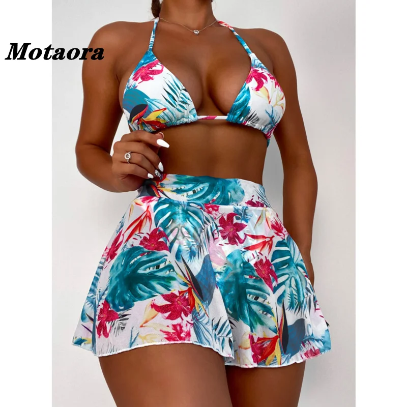 Motaora Halter Bandage Bathing Suit Backless Swimwear Women Skirt Biquini Big Flower Leaf Bikini Three Piece Swimsuit Beachwear
Motaora Halter Bandage Bathing Suit Backless Swimwear Women Skirt Biquini Big Flower Leaf Bikini Three Piece Swimsuit Beachwear