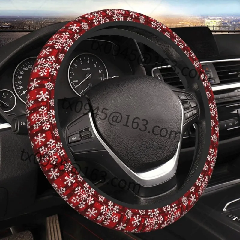 

Christmas Snowflake Holiday Steering Wheel Cover Universal 15 Inch Car Accessories Protector for Women Men Fit Most Vehicles