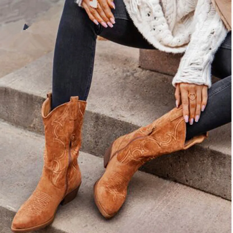 Women Boots Classic Faux Suede Western Cowboy Boots Autumn Ladies High Heels Boots Platform Sexy Ladies Pumps Boots Women AC085
Women Boots Classic Faux Suede Western Cowboy Boots Autumn Ladies High Heels Boots Platform Sexy Ladies Pumps Boots Women AC085
