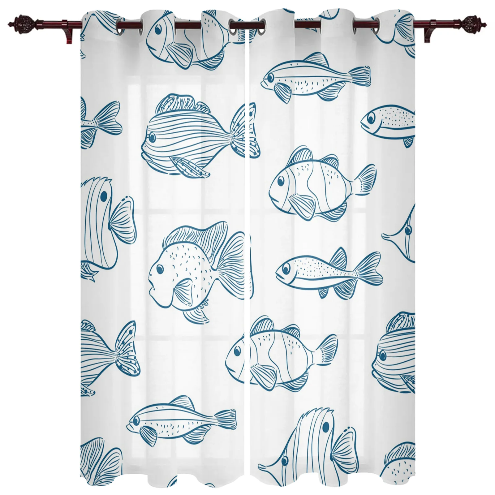 Fish Illustration Line Printed Curtains for Kitchen Living Room Decor Curtains for Bedroom Balcony Basic Household Drapes 
Fish Illustration Line Printed Curtains for Kitchen Living Room Decor Curtains for Bedroom Balcony Basic Household Drapes